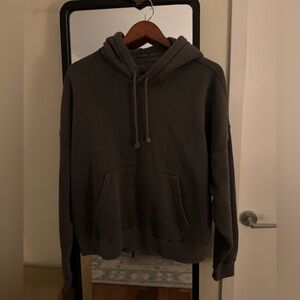 Abercrombie & Fitch Men’s Cropped essential Popover Hoodie - M, Charcoal Grey